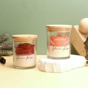Rose Flower Candle Soy Wax Scented Candle Handmade Decorative Candle Glass Jar Candle Home Decor Gift Candle OEM