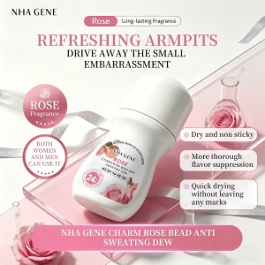 Rose Roll Antiperspirant Deodorant 50g 24H Long Lasting Floral Fragrance Quick Dry Non Stain Underarm Sweat Control