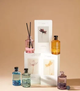 Round Glass Reed Diffuser Bottle 500ml in Amber or Pink with Box