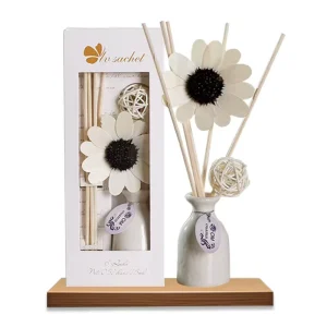 Round Rattan Diffusion Strip Gift Box BPA Free Aromatherapy Ceramic Reed Diffuser Essential Oil Set with Fragrance