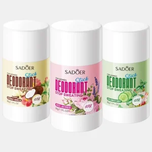 SADOER Natural Deodorant Stick Long Lasting Liquid Ball Anti Sweat Beads with Rose Lavender Fragrance OEM Solid Antiperspirant