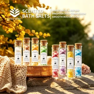 Scented Bath Salts with Flowers Relaxing Bath Soak Epsom Salt for Exfoliating Hydrating Spa Bath Private Label