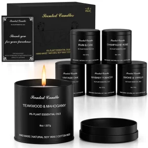 Scented Candles Gift Set For Men 6 Pack Soy Wax Masculine Candles Wood Scents Birthday & Gifts For Men Dad Husband