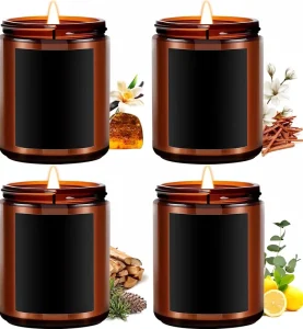Scented Soy Candles 4-Pack, 7 oz, Non-Toxic, Magnolia Moroccan Amber and Lemon Scents