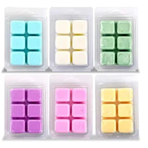 Scented Wax Melts Set of 6(3oz) Assorted Wax Warmer Cubes/Tarts Jasmine Rose Bergamot Fig Vanilla Lemon Spring Lave