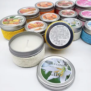 Scented candle in a tin can wrapped with paper rope aromatherapy candle fragrance romantic confession birthday candle