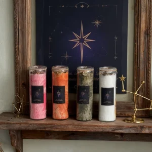 Seven Color Chakra Scented Candles Crescent Moon Shape Dried Flower Decor Spiritual Wish Candles Magical Ritual Home Ornaments