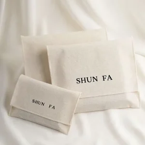Silk Printing Eco friendly Custom Logo Natural Cotton Gift Envelope Bag for Pouches Packaging