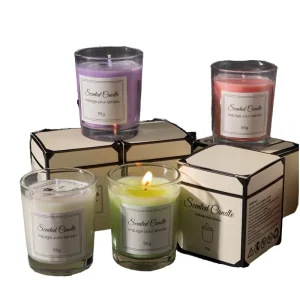 Simple Style Scented Candle Bedroom Home Elegant Long lasting Fragrance Natural Retro Glass Aromatherapy Candle