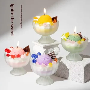 Simulated Ice Cream Fruit Yogurt Cup Soy Wax Aromatherapy Candle Customizable Hand Gift for Festival Decor Ornament