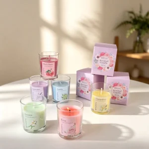 Six-scent Combination Mini Glass Soy Scented Candle Fresh Floral and Fruity Soft Long-lasting Fragrance Daily Scented Wax