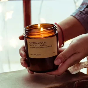 Skylia Popular Regular Amber Cup Essential Fragrance Oil Luxury 100% Scented Soy Candle Glass Jar Organic ECO Soya Wax Candle
