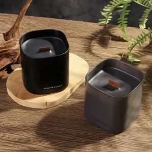 Sleek Black Square Cup Soy Wax Candle Set Infused Essential Oil Elegant Gift Box for Wedding Souvenirs Household Daily Decor