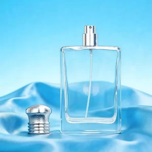 Sleek Transparent 100ml Square Glass Perfume Bottle with Gold Silver Cap Free Roller Sealing