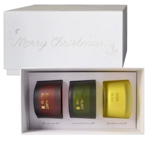 Small Aromatherapy Christmas Luxury Tealight Scented Candle Gift Set of 3 with Gift Set