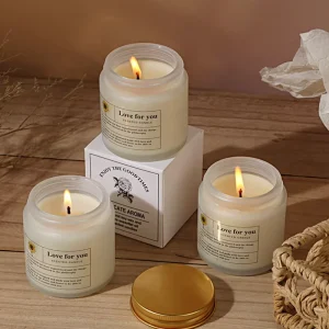Small Frosted Glass Soy Wax Scented Candle with Hand Decoration Smokeless Household Scented Candle Custom