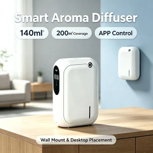 Smart App-Controlled 140ml Plastic Waterless Essential Oil Diffuser with Scheduling