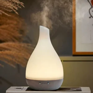 Smart Aroma Diffuser Glass & Ceramic Essential Oil Diffuser with Timer, Warm Light, and Desktop Aromatherapy Mist Maker