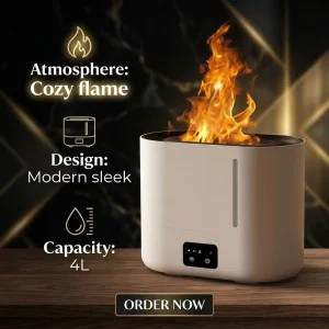 Smart Electric Ultrasonic Humidifier and Aroma Diffuser with Flame Effect and Remote Control for Home Use
