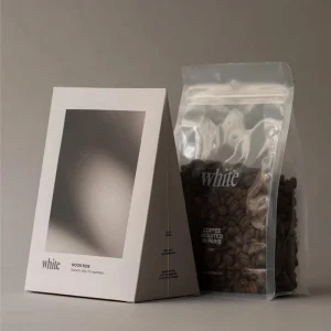Smell Proof Digital Printing Block Box Bottom Matte Transparent Plastic Pocket Zipper Bags Coffee Pouch Packaging With Valve