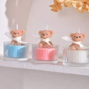 Soy Wax Bear Aromatherapy Candle Eco Friendly Custom Shape Smokeless Birthday Holiday Gift Home Decoration Candle