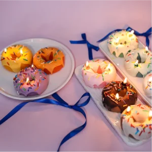 Soy Wax Colorful Donut Dessert Scented Handmade Aromatherapy Fragrance Candle Wedding Birthday Party Holiday Gift Home