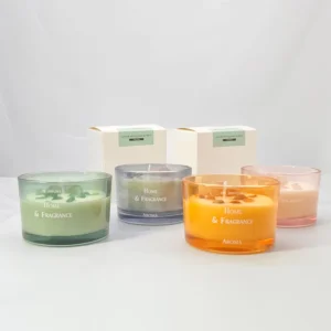 Soy Wax Energy Manifestation Crystal Stone Dried Flower Scented Pillar Candles Multi-Color Jars Customizable Christmas