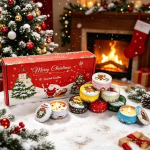 Soy Wax Metal Jar Aromatherapy Candle Handmade Environment Friendly 50g Dry Flowers Christmas Valentine’s Day Mother’s Day