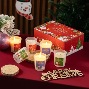 Soy Wax Santa Claus Christmas Glass Snowman Perfume Fragrance Scented Candles for Resale