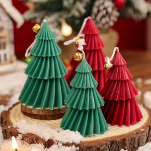 Spiral-Shaped Hand-Poured Soybean Wax Candle-Ins Style Rotating Christmas Tree Desktop Decoration for Aromatherapy
