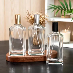 Square 50/100ml Transparent Perfume Glass Bottles with Pump Sprayer for Cosmetics Dispensing Empty Bottles