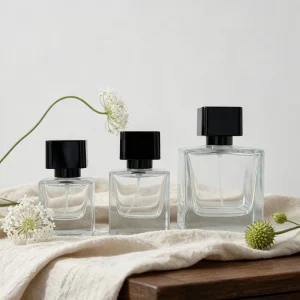 Square Clear Glass Perfume Bottle Thick Base Empty Luxury Fragrance Bottle Custom Logo OEM Multiple Sizes