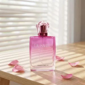 Square Glass Lady Perfume Bottle Romantic Pink Liquid Long Last Women Fragrance Spray for Valentine Wedding Gift