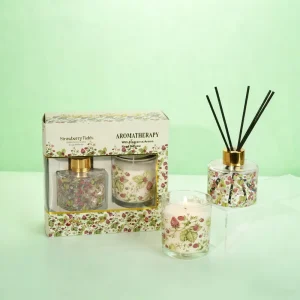Strawberry Scented Candle Reed Diffuser Gift Set Handmade Eco Friendly Aromatherapy for Wedding Diwali Home Decor