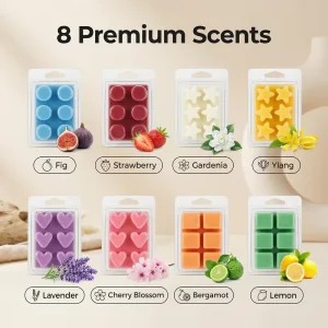 TIMESRUI Soy Wax Melts Bulk 8 Assorted Premium Scents Eco Friendly Botanical Cubes Home Fragrance Christmas Bars Gift