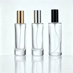 Tall Cylindrical Clear Glass Perfume Refill Bottle Portable Travel Press Spray Empty Bottle for Hydration and Cosmetic Sample