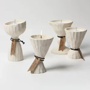Textured Ceramic Goblet Scented Candle Natural Soy Wax Non Toxic Organic Aromatherapy for Home Decor Diwali Christmas Gift