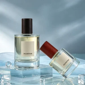 Thick Bottom Cylinder Glass Perfume Bottle 30ml 50ml 100ml Wooden Cap Fine Mist Pump Sprayer Custom Label Fragrance