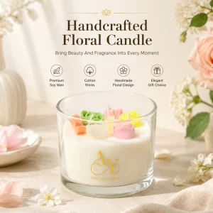 Three core Wicks Flower Scented Candle Cup Soy Wax Perfume Decorative Wedding Gift Candle for Decoration