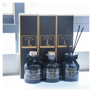 Transparent Black Reed Diffuser Glass Bottle Reed Diffuser Perfume Set with Packaging Boxes