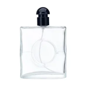 Transparent Flat square Glass Perfume Bottles 30ml 50ml Portable Fragrance Sample Bottles Pump Sprayers Silk Screen