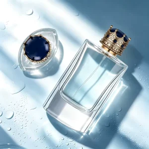 Transparent Rectangle Pump Sprayer 80ml Empty Glass Perfume Bottle with Crown Lids Screen Printed Custom Color