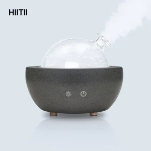 Ultrasonic Essential Oil Diffuser Air Humidifier with Cement Base Glass Dome and 7 Color Lights