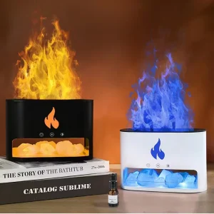 Ultrasonic Flame 250ml Aroma Diffuser Simulate Flame Himalayan Crystal Salt Lamp Essential Oil Humidifier Diffuser