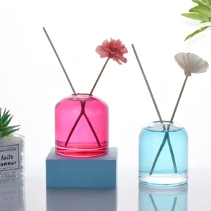 Unique Cylinder 200ml 250ml Clear Pink Screen Printed Reed Glass Diffuser Bottle for Home Decor
