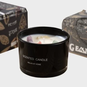 Unique Decorative Scented Candles Natural Soy Wax Black Jar Crystals Dried Flowers Assorted Designs Diwali Ramadan Father’s Day