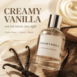 Mild Warm Cream Vanilla Perfume Unisex Eau De Toilette Spray Long Lasting Comfort Calming Scent for Home and Outdoor