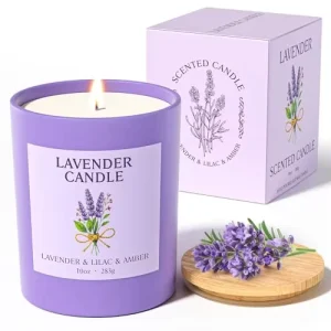 Valentine’s Day Soy Wax Lavender Scented Glass Jar Candles for Women & Men Long Burning Handmade Home Fragrance