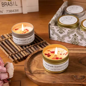 Vintage Gold Tin Botanical Luxury Scented Candle Soy Wax Candle For Bulk Corporate Gift And Hotel Home Decor