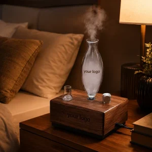 Waterless Diffuser Glass Solid Wood Essential Oil Atomizer for Office SPA Bedroom Home Fragrance Custom Logo